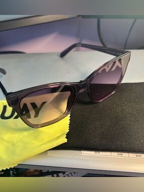 Quay Purple Gradient Cat-Eye Sunglasses- with cleaning cloth & case